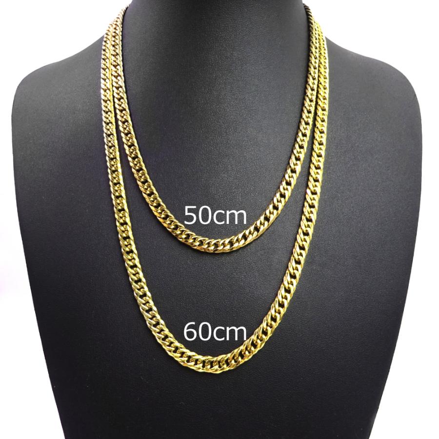 ステンレス ダブル喜平 ゴールド ネックレス 鏡面仕上げ 6面カット 中折れジョイント 金 幅6mm|kosd|11