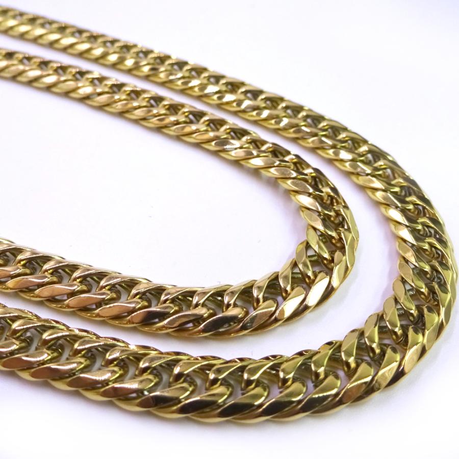 ステンレス ダブル喜平 ゴールド ネックレス 鏡面仕上げ 6面カット 中折れジョイント 金 幅6mm|kosd|13