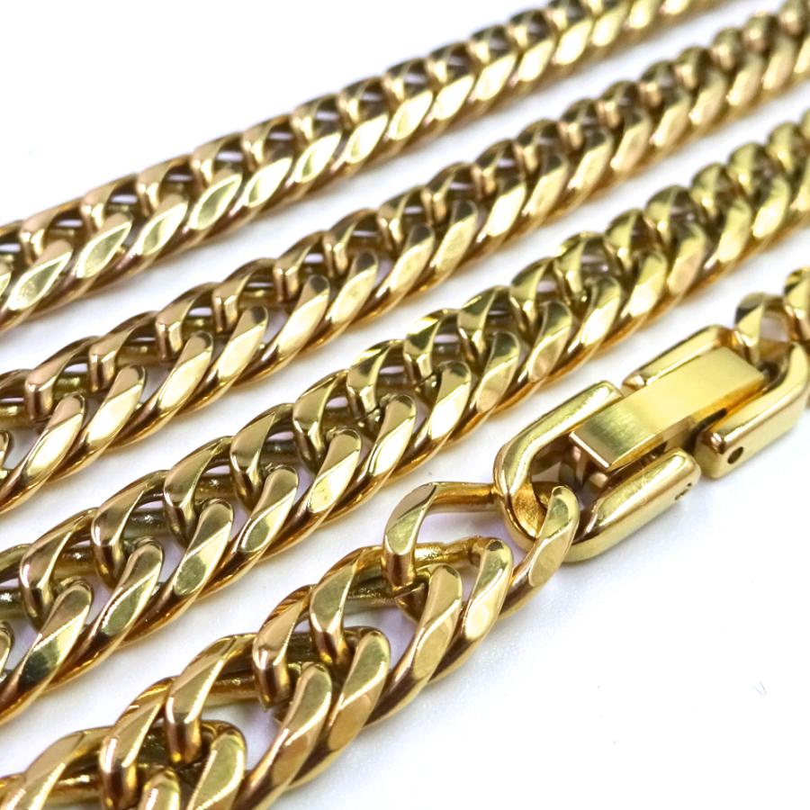 ステンレス ダブル喜平 ゴールド ネックレス 鏡面仕上げ 6面カット 中折れジョイント 金 幅6mm|kosd|14