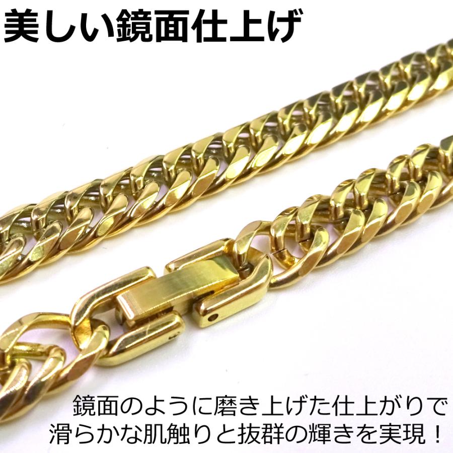 ステンレス ダブル喜平 ゴールド ネックレス 鏡面仕上げ 6面カット 中折れジョイント 金 幅6mm|kosd|05