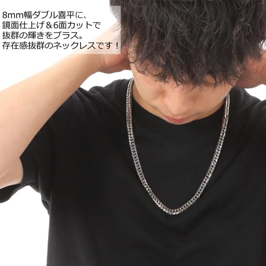 ステンレス ダブル喜平ネックレス 鏡面仕上げ 6面カット 中折れ