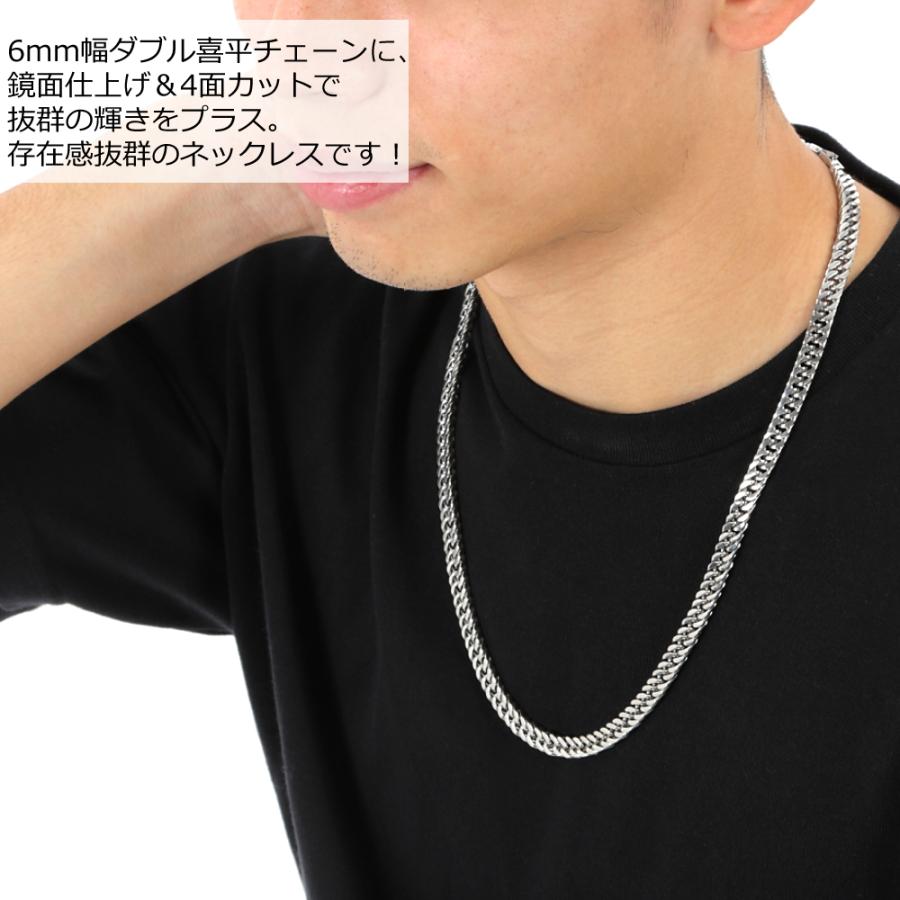 ステンレス ダブル 喜平 ネックレス 4面カット 中折れタイプ 鏡面
