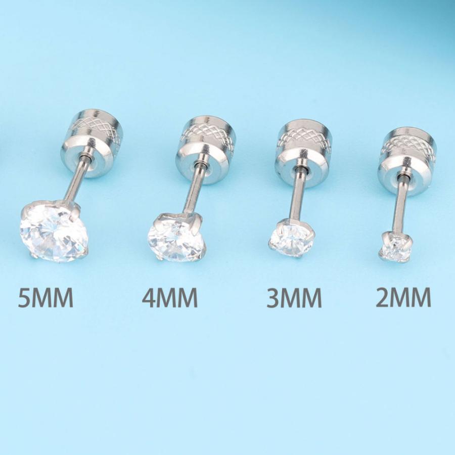 アレルギー対応 サージカルステンレス ピアス つけっぱなし ネジ式 ジュエルキャッチピアス 2mm 3mm 4mm 5mm 両耳用｜kosd｜15