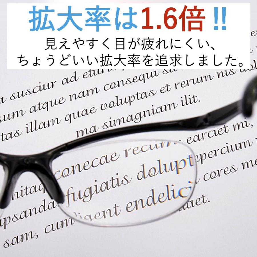 眼鏡型拡大鏡 1．6倍 メガネ ルーペ 6点セット ブラック パープル