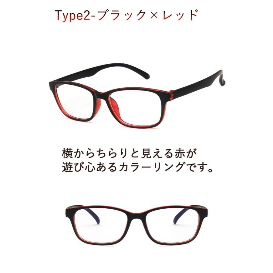 ブルーライトカットメガネ 透明レンズ ウェリントンタイプ クリア