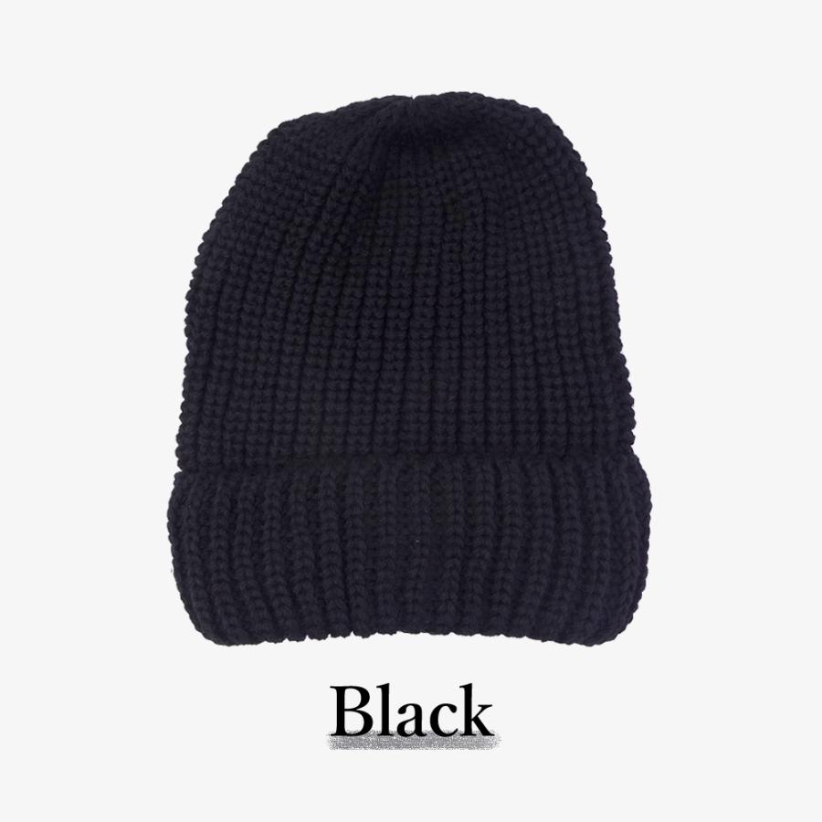 リブ編み ニット帽 ボリュームニット 防寒 厚手 秋 冬 ふんわり