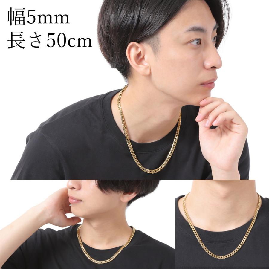 ステンレス 喜平ネックレス ゴールドカラー 鏡面仕上げ 6面カット 中