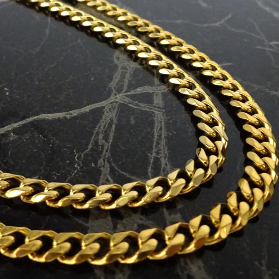 ステンレス 喜平ネックレス ゴールドカラー 鏡面仕上げ 6面カット 中