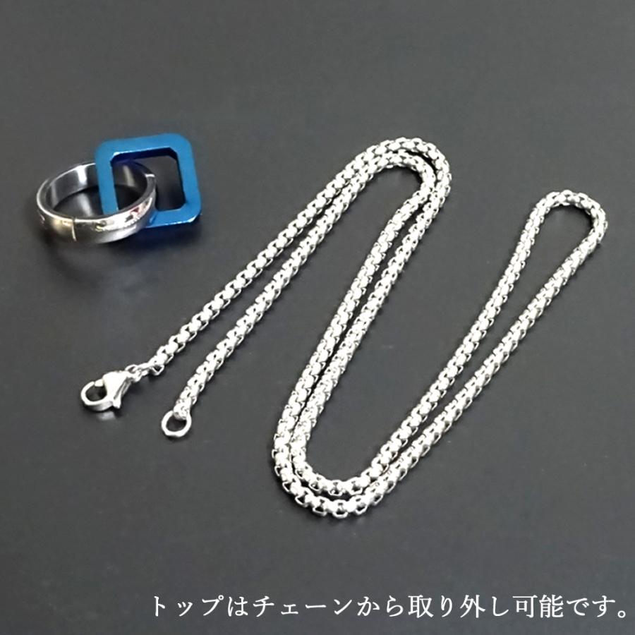 ステンレス製 ネックレス スクエア ダブルリング ペンダント 金属アレルギー対応 シンプル プレゼント メンズ |  | 08