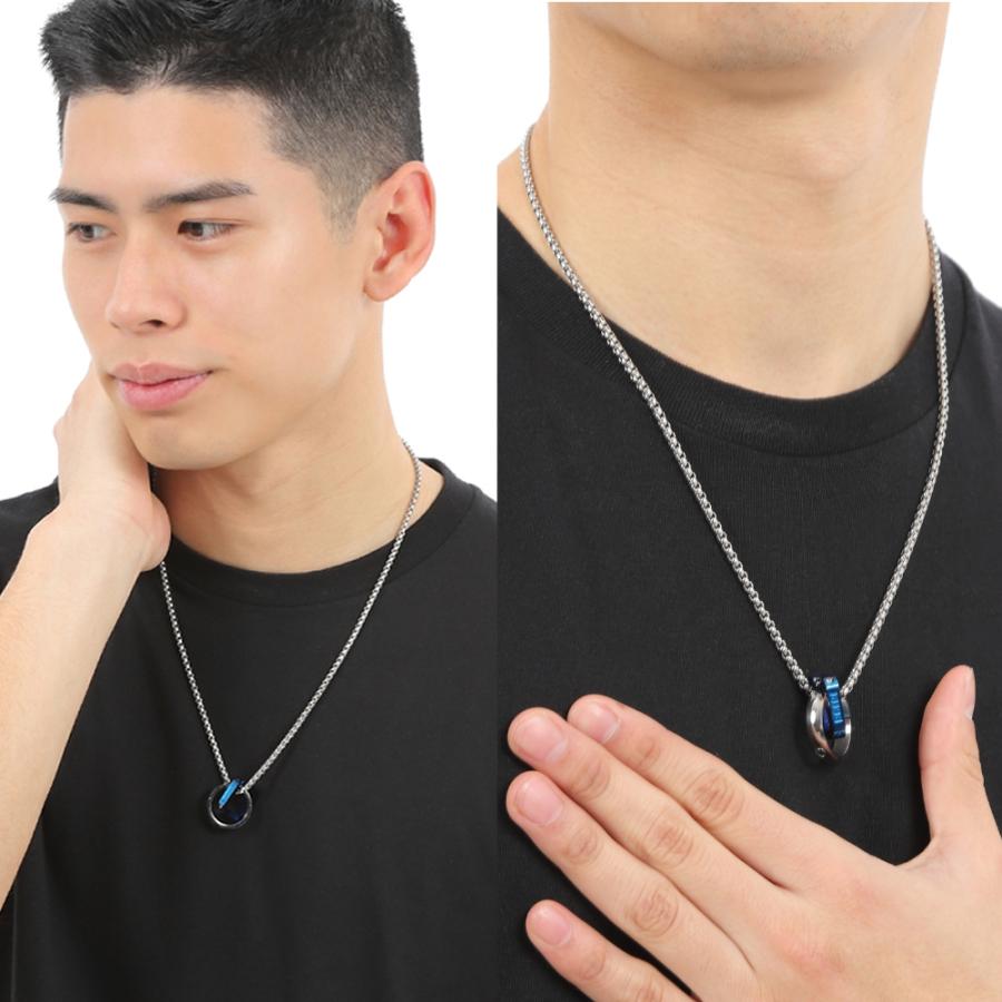 ステンレス製 ネックレス スクエア ダブルリング ペンダント 金属アレルギー対応 シンプル プレゼント メンズ |  | 06