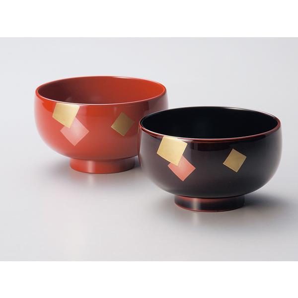 色紙 夫婦汁椀 溜 朱 ペアセット 越前漆器 お椀 漆器 ギフト 内祝い お返し 結婚祝い 新築祝い 結婚記念品