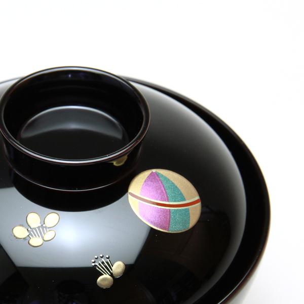 てまり 吸物椀 溜 5客組 越前漆器 お椀 漆器 ギフト 内祝い お返し