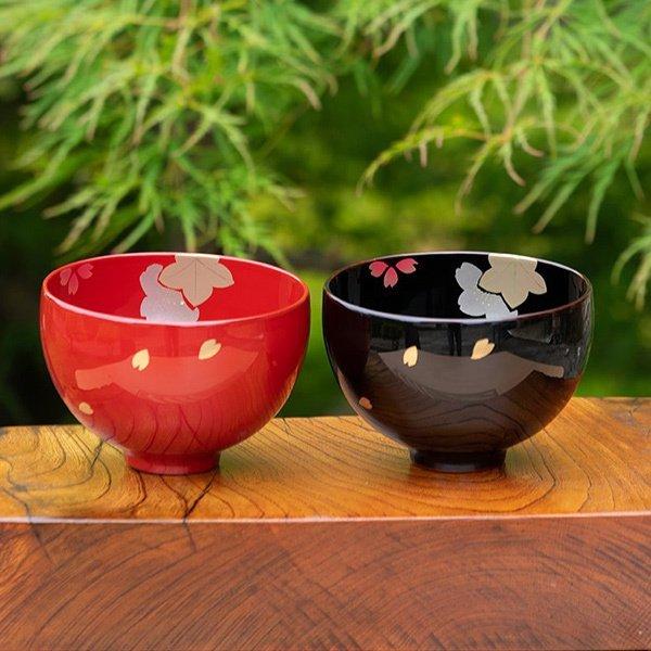 丸福春秋 夫婦椀 ペア 朱黒 越前漆器 お椀 漆器 ギフト 内祝い お返し