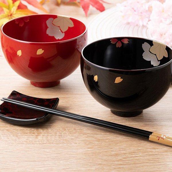 丸福春秋 夫婦椀 ペア 朱黒 越前漆器 お椀 漆器 ギフト 内祝い お返し