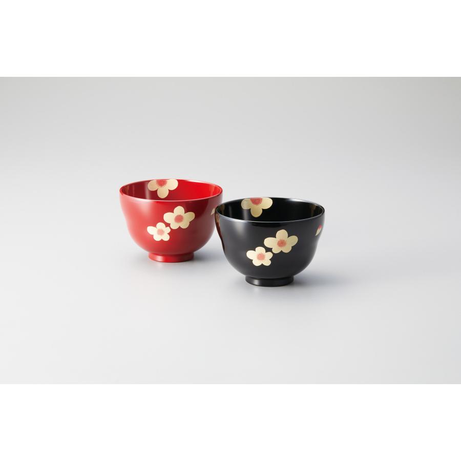 福花 夫婦椀 ペア 朱・黒 越前漆器 お椀 漆器 ギフト 食洗器OK 内祝い 