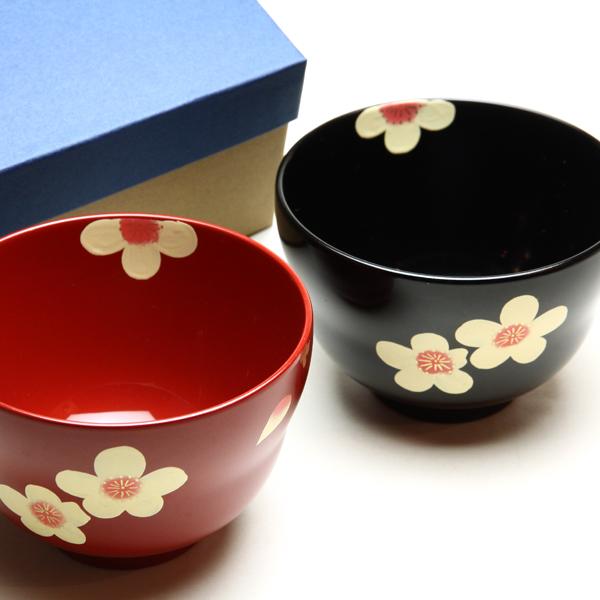 越前漆器 黒色花模様漆器椀セット 5客 越前漆器 黒色花模様漆器