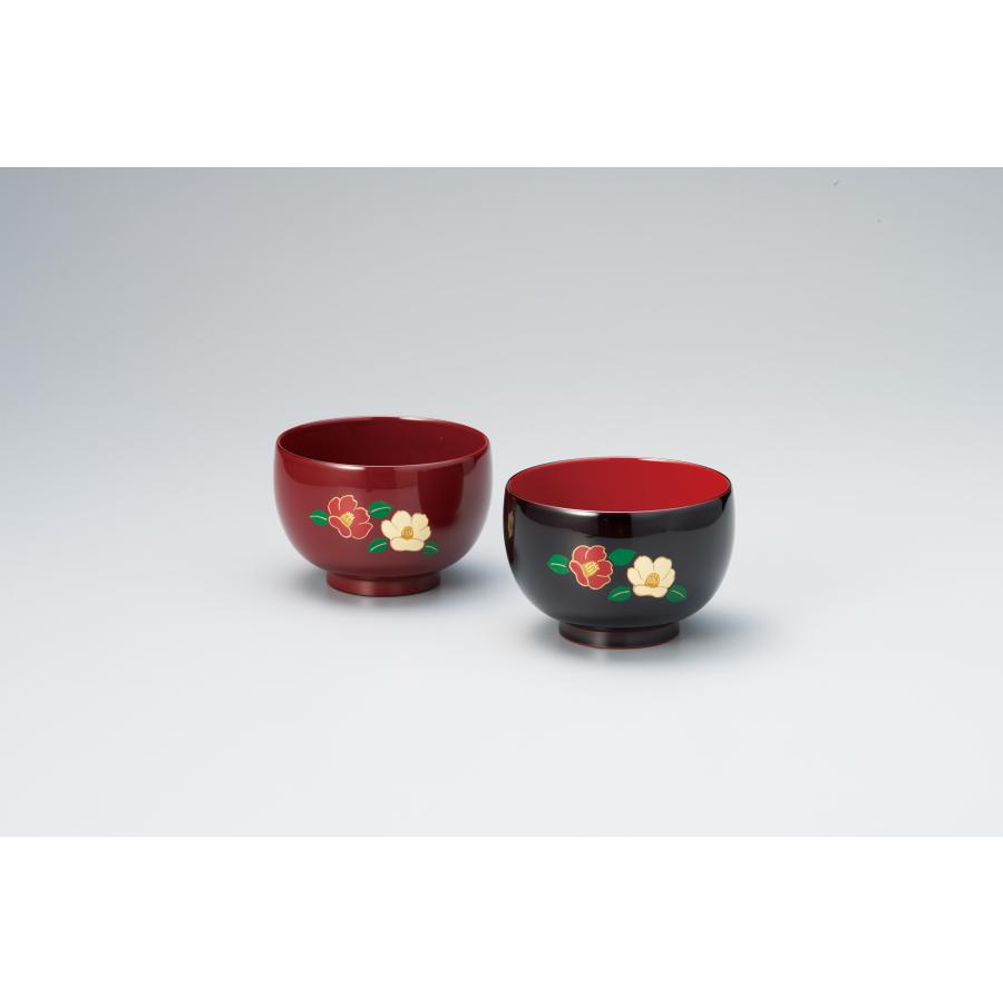 椿 夫婦椀 ペア 朱黒 越前漆器 お椀 漆器 ギフト 内祝い お返し
