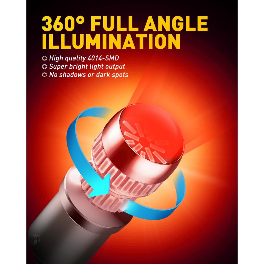 【並行輸入品】AUXITO 1156 LED Bulb Red 400% Super Bright 7506 BA15S P21W LED Rの画像