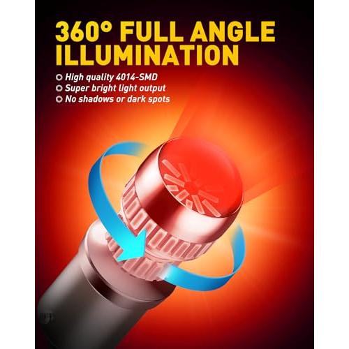 【並行輸入品】AUXITO 1156 LED Bulb Red 400% Super Bright 7506 BA15S P21W LED Rの画像