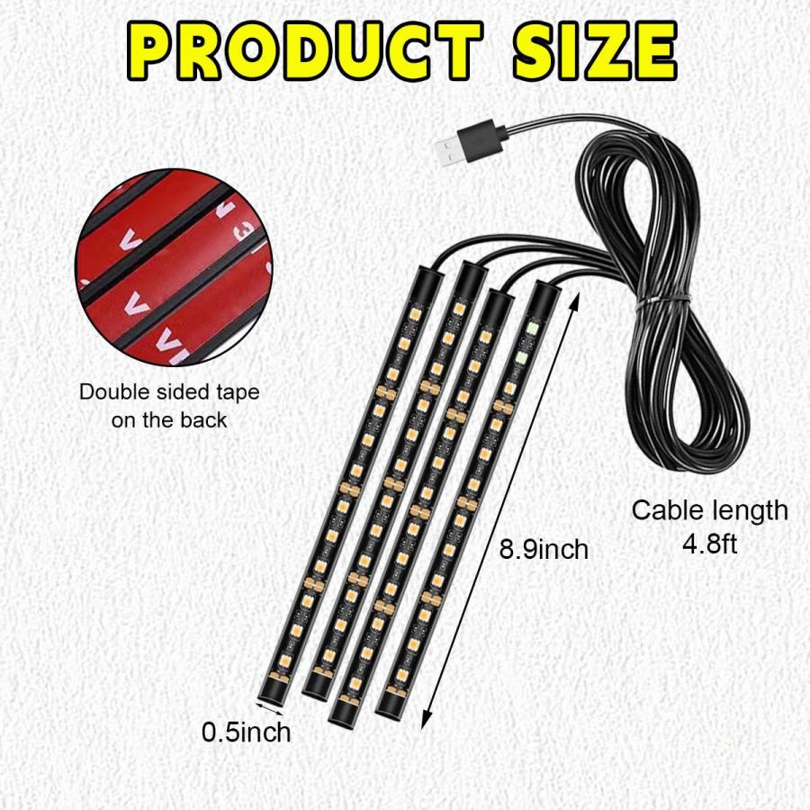 【並行輸入品】Sylvil Car LED Strip Light， 48 LEDs RGB Neon Interior Atmosphere
