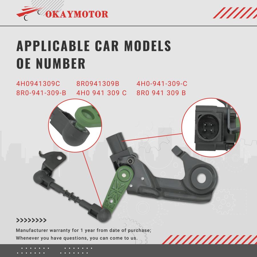 【並行輸入品】OKAY MOTOR Rear Left Headlight Level Sensor for 2009 2018 Audi Aの画像