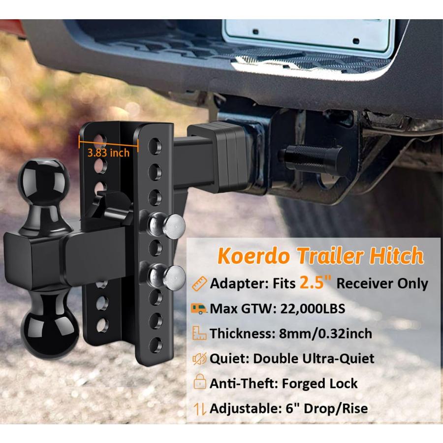 【並行輸入品】Adjustable Trailer Hitch  Drop Hitch Tow Hitch with 2.5 inch Rece_5