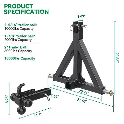 【並行輸入品】3 Point Trailer Hitch 2\" Receiver Trailer Ball Hitch with Towing"_4