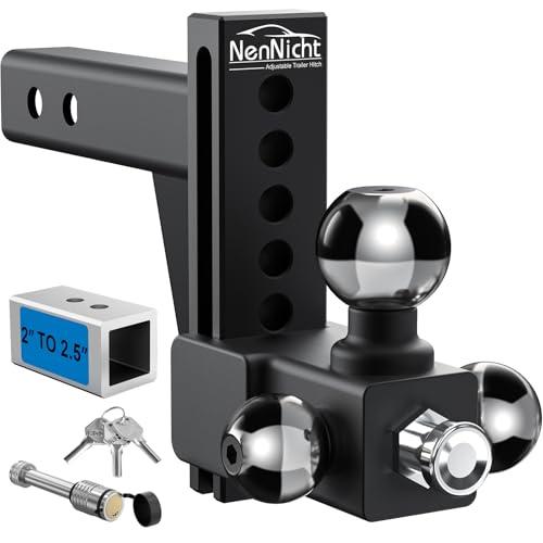 【並行輸入品】NenNicht トレーラーヒッチボールマウント 調節可能 ステンレススチール トライボール (1 7/8インチ x 2インチ x_1