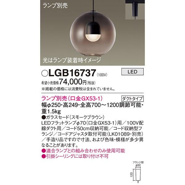 Panasonic ペンダントライト LGB16737 2灯セット Panasonic（パナソニック） ペンダント 配線ダクト用 LGB16737 LED