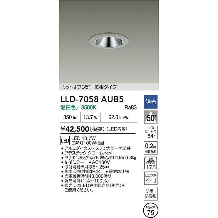 大光電機 安心のメーカー保証 【インボイス対応店】LLD7058AUB5 LED
