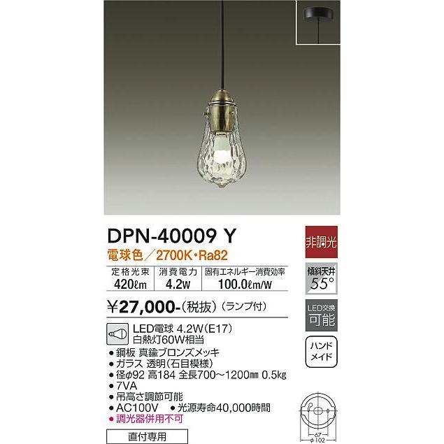 大光電機 安心のメーカー保証【送料無料】大光電機 DPN-40009Y
