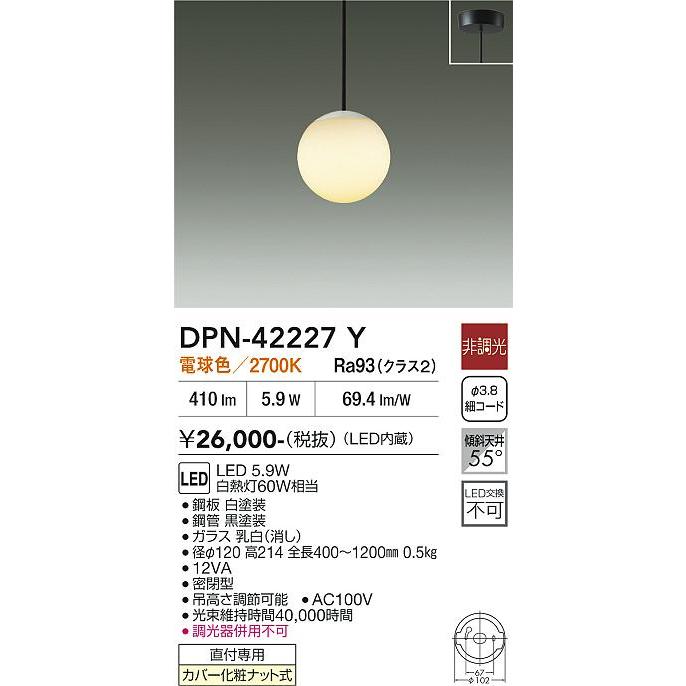 大光電機 安心のメーカー保証【送料無料】大光電機 DPN-42227Y