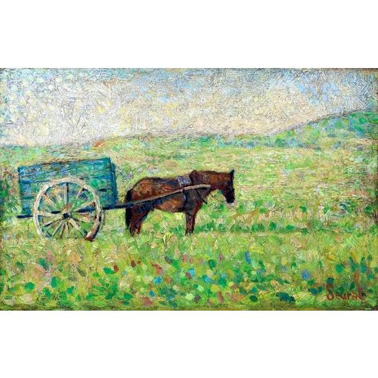 Attelage Rural ジョルジュ・スーラ　Georges Seurat 手描き油絵複製画　模写　レプリカ