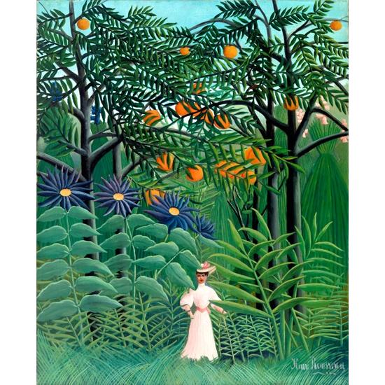 Woman Walking in an Exotic Forest アンリ・ルソー　Henri Rousseau 手描き油絵複製画　模写　レプリカ 肉筆絵画