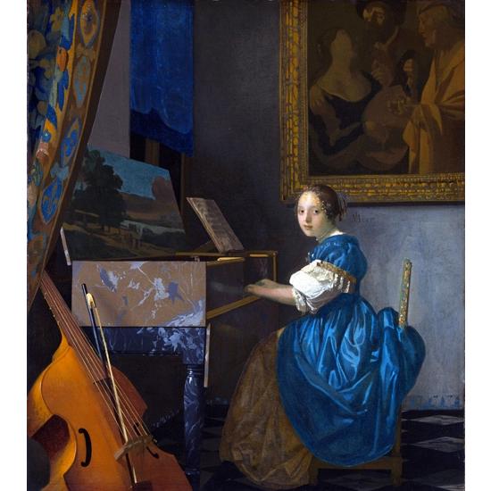人気no 1 本体 ヴァージナルの前に座る女 フェルメール Johannes Vermeer 手描き油絵複製画 模写 レプリカ 肉筆絵画 新品即決 Www Htsstlucia Org