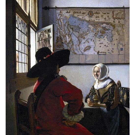 兵士と笑う女 フェルメール　Johannes Vermeer 手描き油絵複製画　模写　レプリカ 肉筆絵画