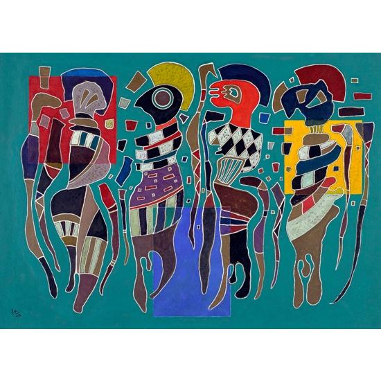 4 Figuren Auf 3 Quadraten (4 Figures On 3 Squares) カンディンスキー　Wassily Kandinsky 手描き油絵複製画　模写　レプリカ 肉筆絵画