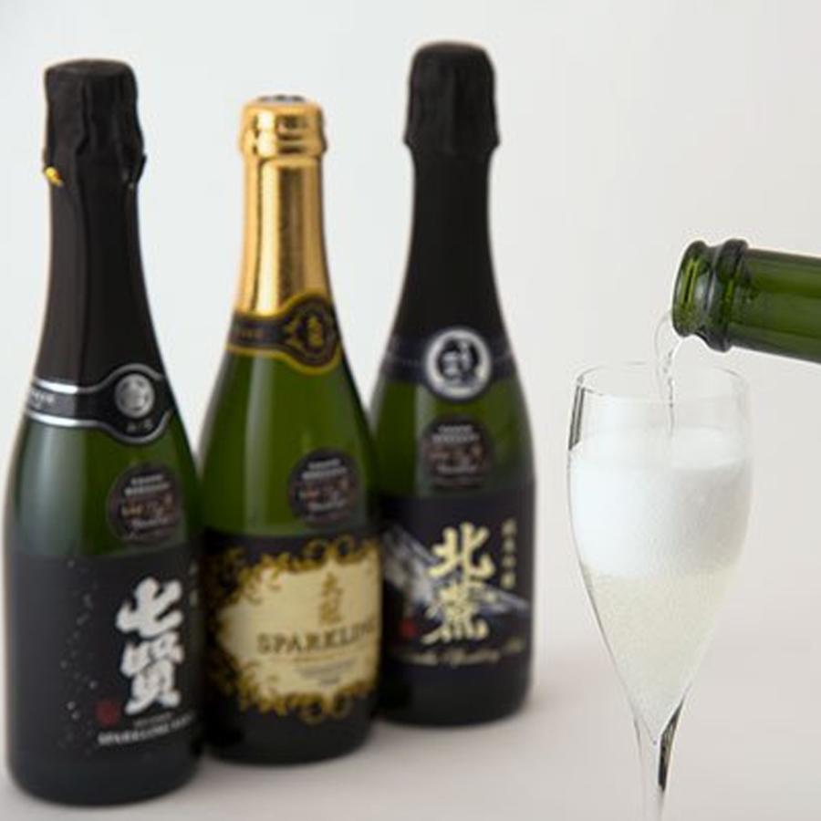 山梨県酒造協同組合 山の酒 スパークリング日本酒 飲み比べ３本セット 360ml×3種（4580081440200）｜koshu-wine-kaido｜02