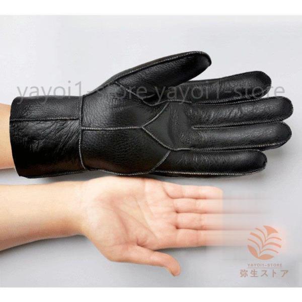 羊革 本革手袋 メンズ グローブ レザーグローブ レザー手袋 裏起毛 glove バイク手袋 バイクグローブ レーシンググローブ｜kostore｜04