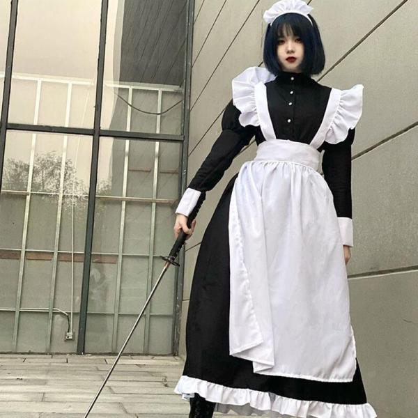 メイド服 コスプレ レディース メンズ フレンチメイド ロングコスチューム 大人 エプロン 家政婦 コスプレ衣装 仮装 コミケ イベント ハロウィン クリスマス｜kostore｜03