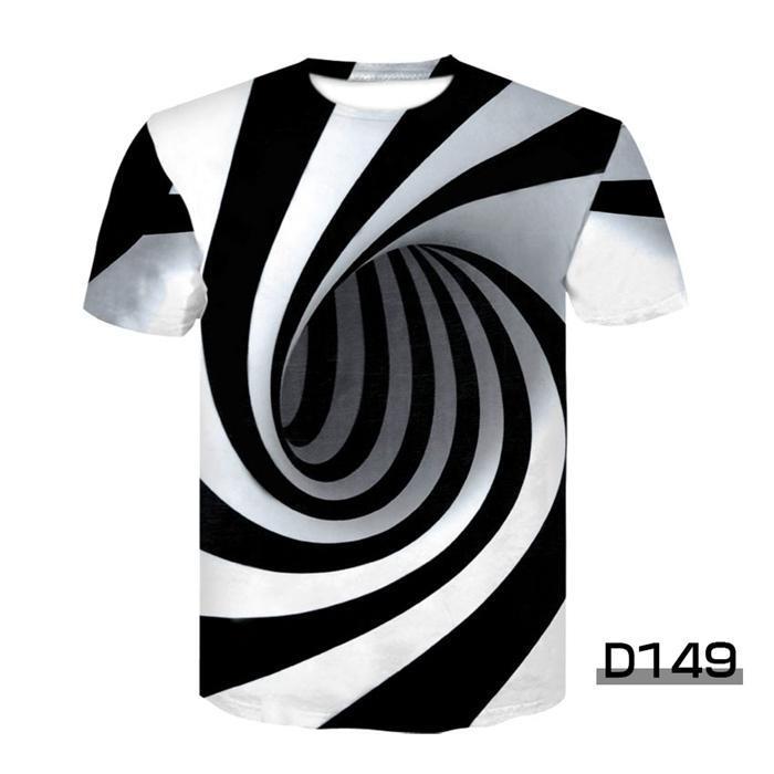 半袖Tシャツ おもしろ 3Dプリント トリックアート メンズ 渦 オプティカルイリュージョン メンズTシャツ クルーネック カジュアル｜kostore｜02
