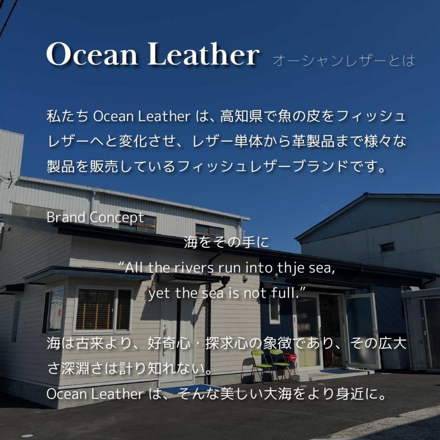 魚皮 オーシャンレザー 高知【二つ折り財布】本革 レザー フィッシュレザー 財布 二つ折り メンズ レディース ブランド OceanLeather 魚 革 出世 縁起物の画像