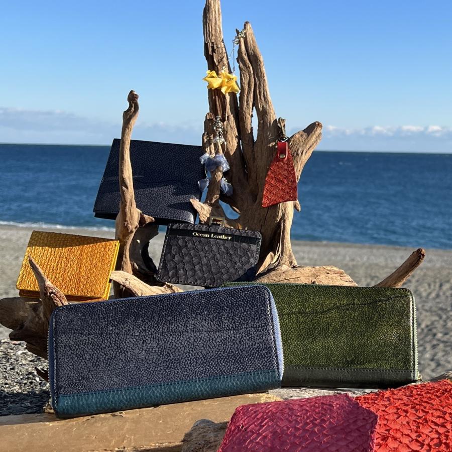 魚皮 オーシャンレザー 高知【ラウンドファスナー 長財布】本革 魚 革