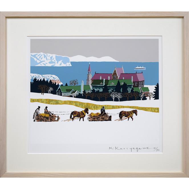 栗谷川　健一「孤独の修道士（函館）」シルクスクリーン版画・限定・直筆サイン入■北海道デザイン界の父【小竹美術】真作保証 | 