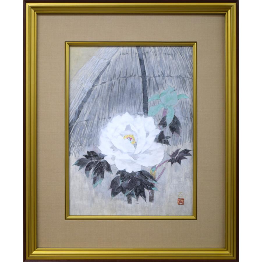 黒澤 正（黒沢正）「冬牡丹」日本画8号□東京芸大卒□師：今野忠一