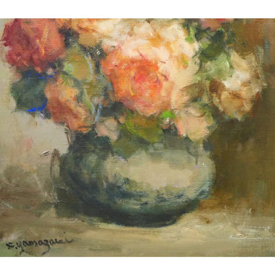 山崎 翠祥「薔薇」油絵・F6号□「一枚の繪」人気画家□薔薇の 山崎 翠祥「薔薇」油絵・F6号□「一枚の繪」人気画家□薔薇の