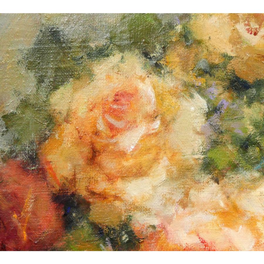 山崎 翠祥「薔薇」油絵・F6号□「一枚の繪」人気画家□薔薇の 山崎 翠祥「薔薇」油絵・F6号□「一枚の繪」人気画家□薔薇の