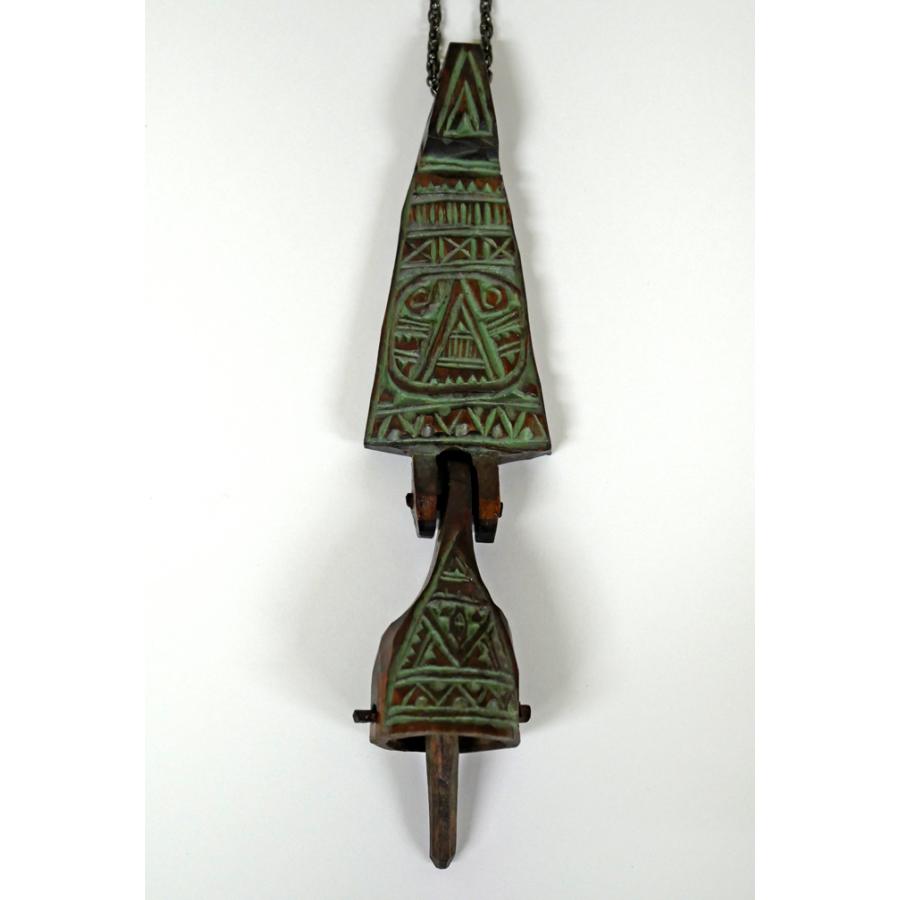 砂澤 ビッキ「樹鈴ペンダント二連（約13.7cm）」木彫作品□世界