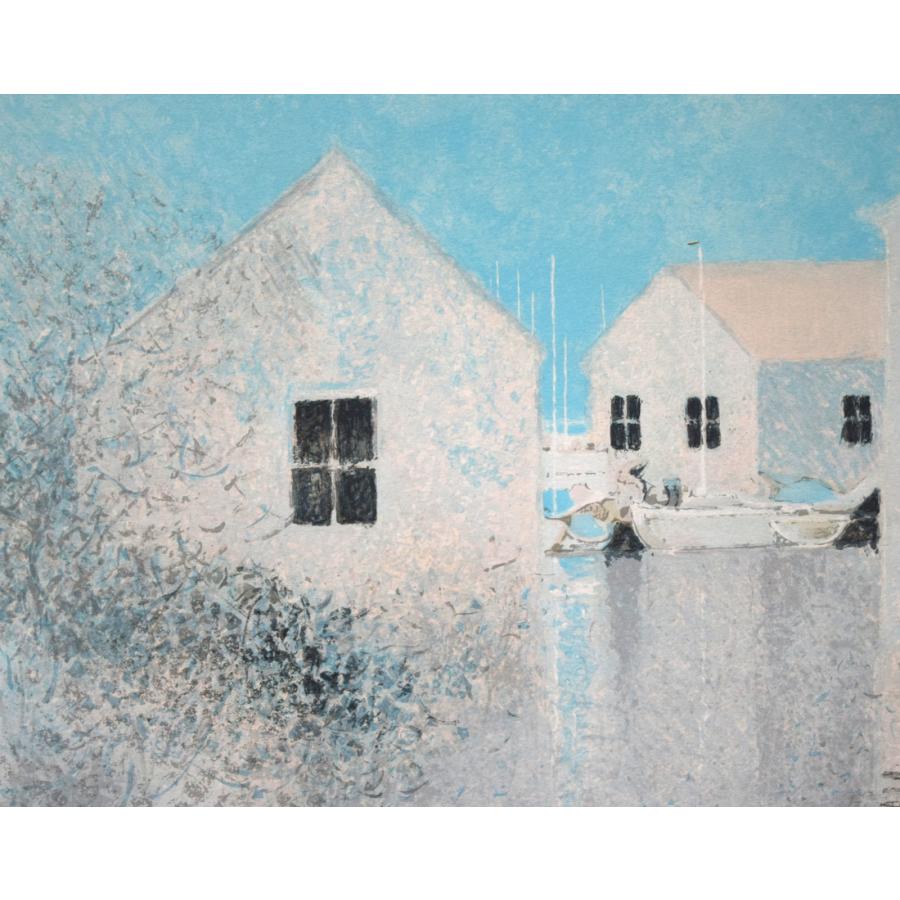 アンドレ ブーリエ Andre BOURRIE「湖上の家」リトグラフ10号・限定