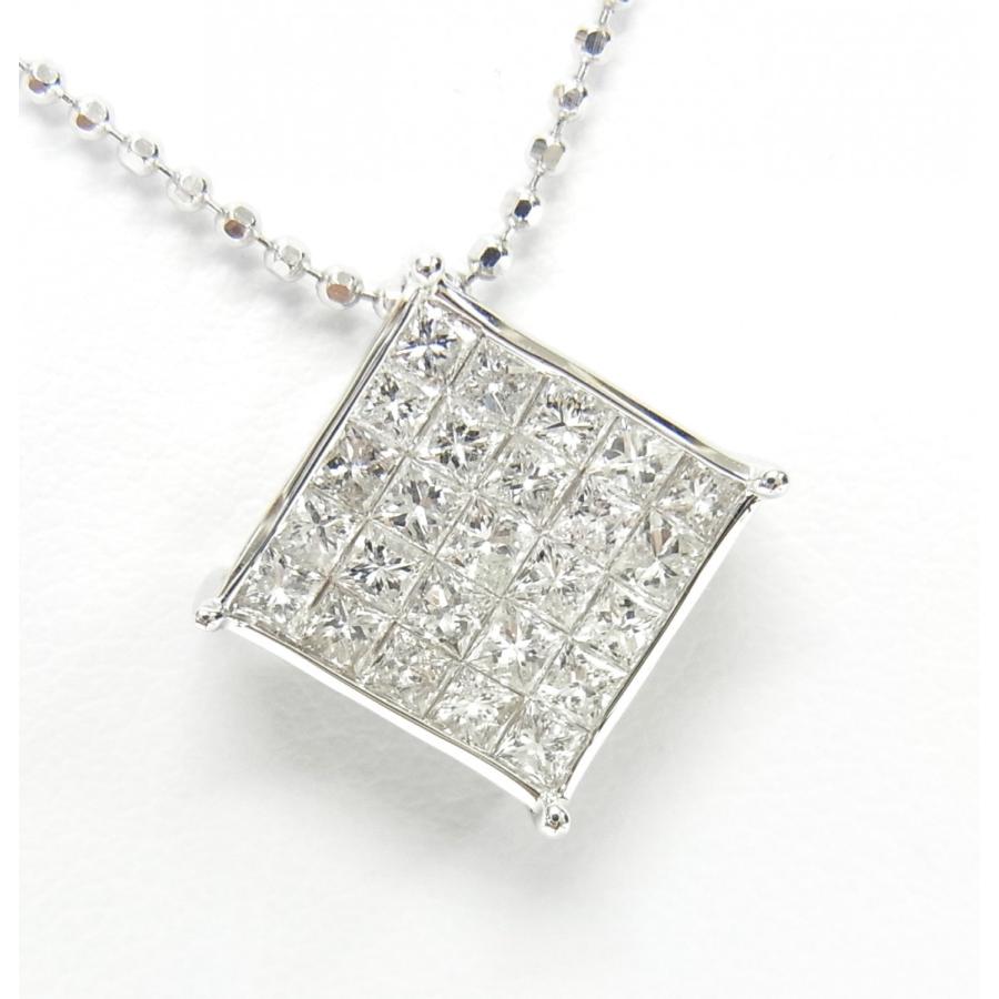 合計1ct/角型天然ダイヤモンド/ミステリーセット/18金ホワイトペンダントネックレス/卸価格/送料無料/商品動画
